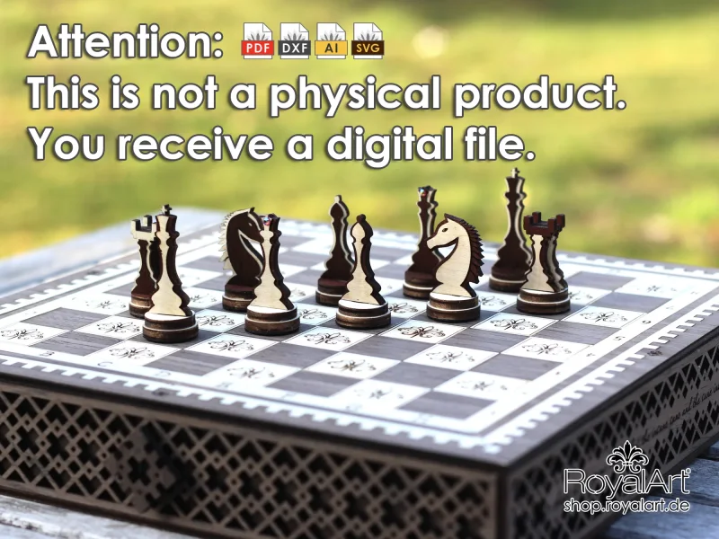 Laserdatei - Schach Set mit Figuren und Damesteine