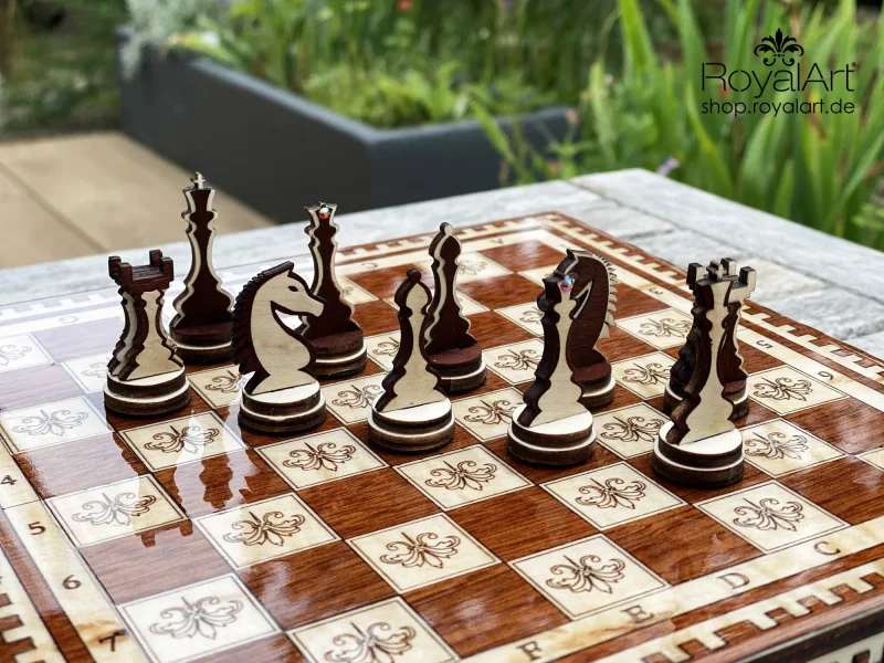 Laserdatei - Schach Set mit Figuren und Damesteine