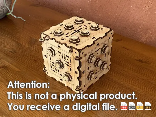 Tresor mit Zahlenschloss, Laser geschnittene Dateien Pdf, Ai, Dxf, Svg, Eps,  Digitales Produkt, Würfel Escape Rool Puzzle Box Escape Welt