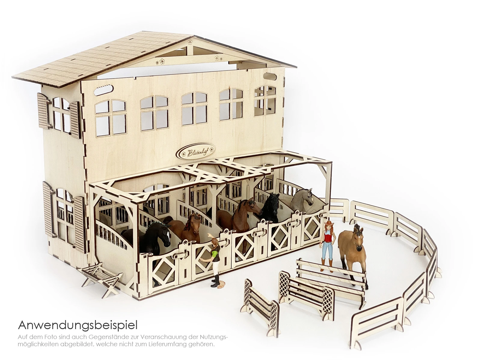 X 2 in 1 Wandregal & Pferdestall aus Holz passend für Schleich, Bayala, Collecta, Breyer, Horse Club