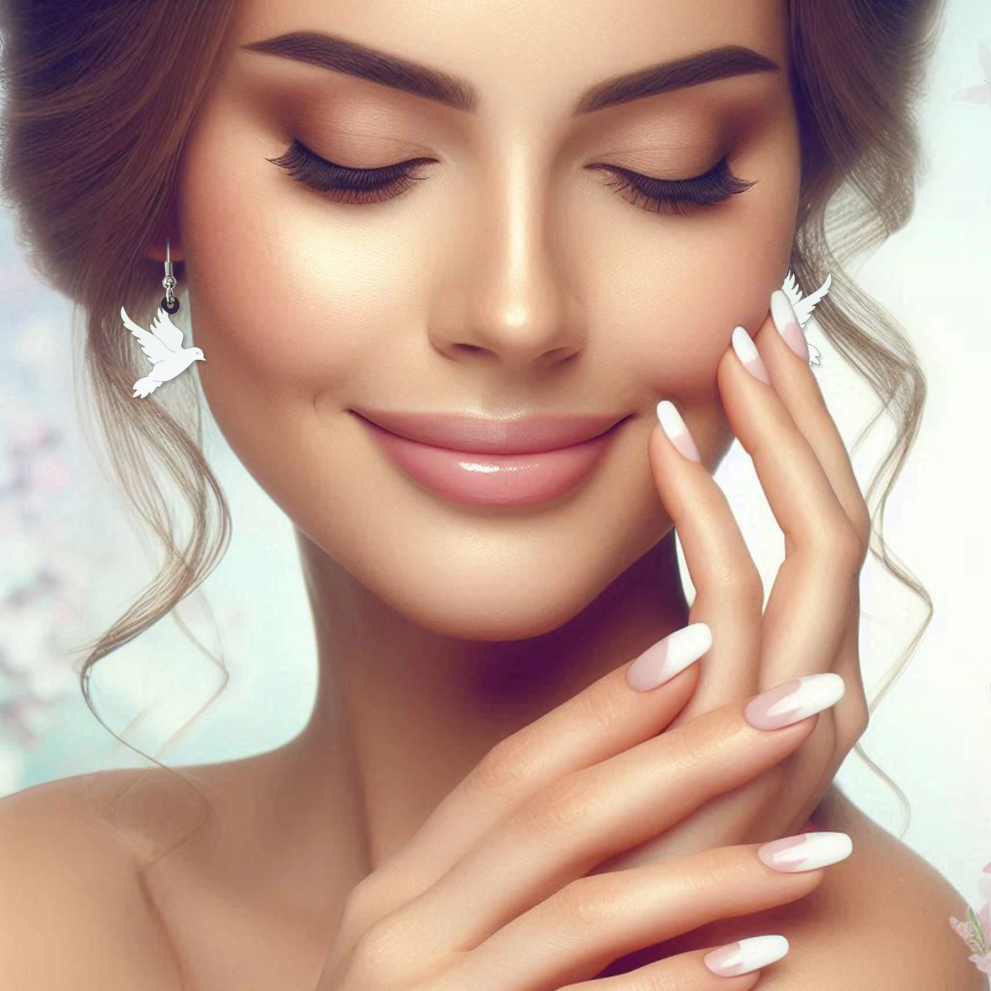 Beautiful earrings European and American leaves - laser cut file Pdf Ai Dxf Svg - Bonus: dove and feather