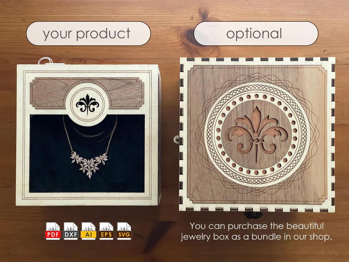 Collier/Ketten-Schrank Schmuckschatulle Aufbewahrungsbox - Laserschnittdatei Pdf Ai Dxf Svg für Collier, Ketten und Ohrringe